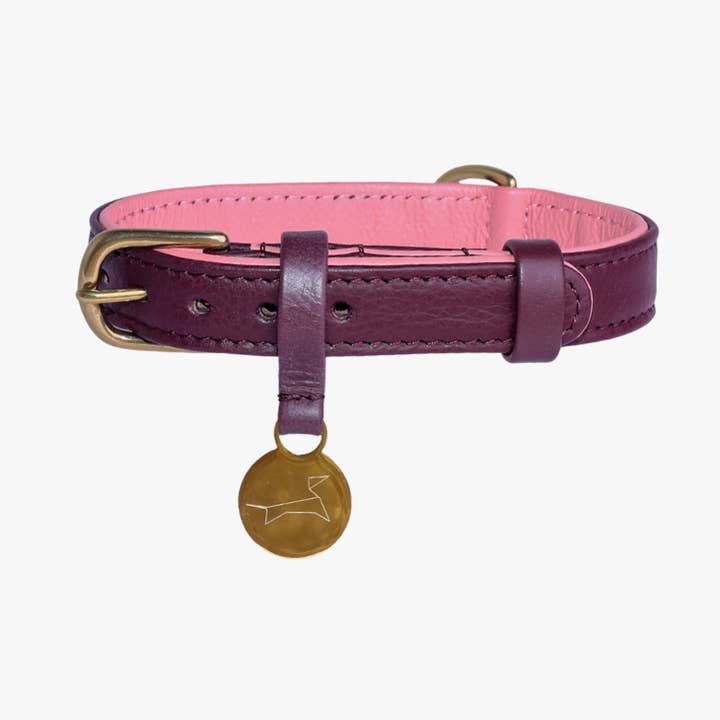 Collier pour chien en cuir de luxe avec médaille nominative - Deux tons pour la vente par The Dog Musthaves