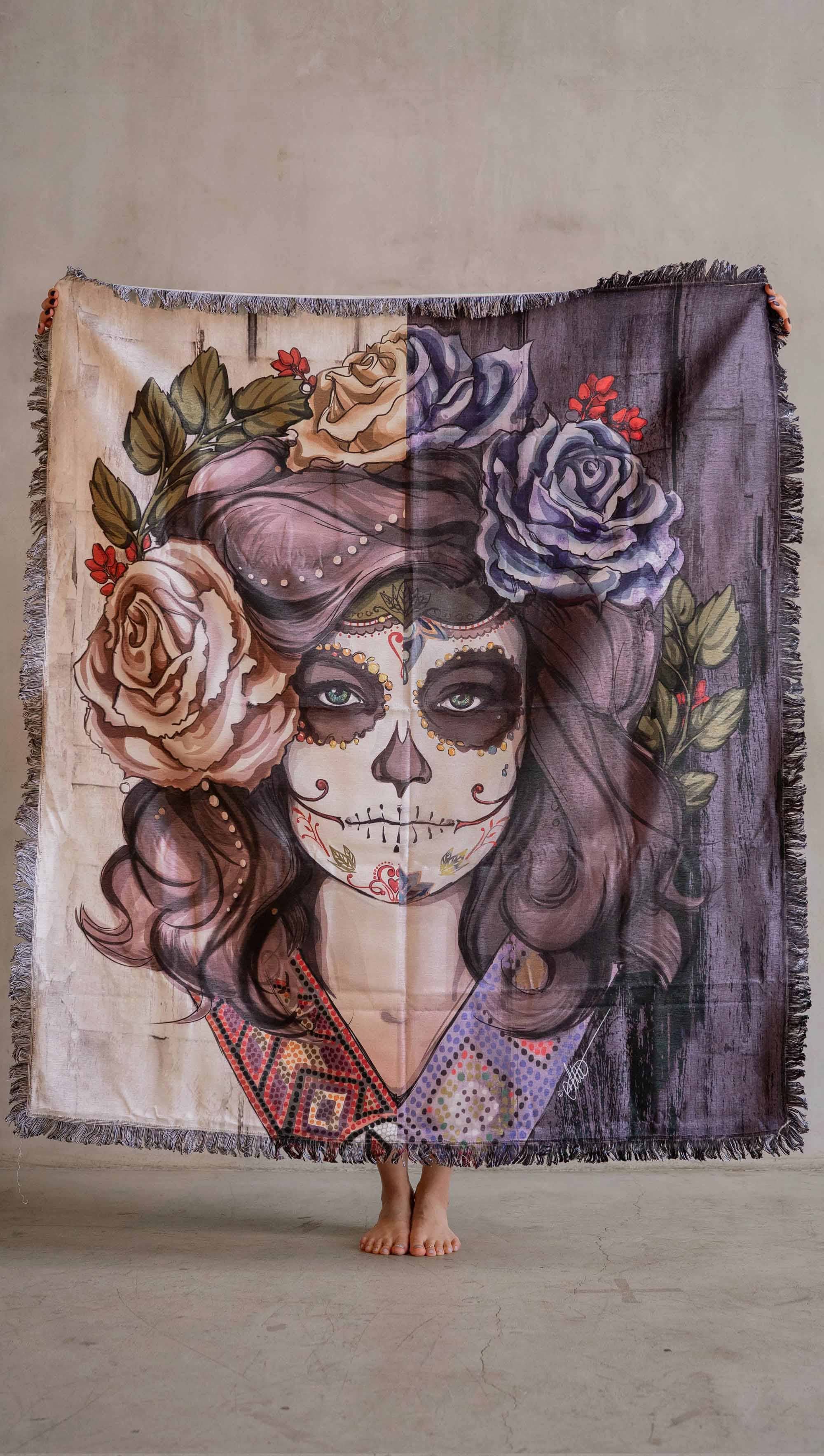 Eagle Rock Werkshop® - Wholesale Tapestry/Textile - Sugar Skull - Chenille Tapestry with Tassels6