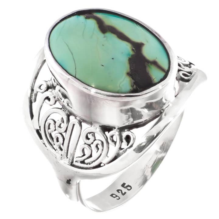 Anel de prata esterlina 925 com design de turquesa tamanho 8 por atacado de FifiRose