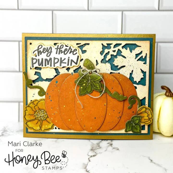 Honey Bee Stamps - Wholesale Stencil/Craft Die - Patchwork Pumpkin - Set of 2 - 6x6" Coordinating Stencils9
