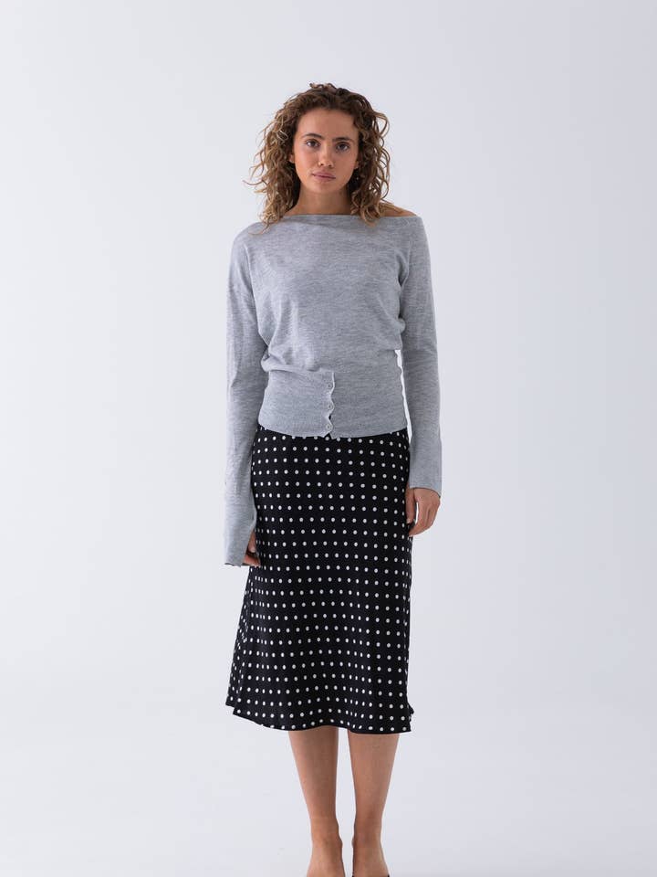 Ezra Off Shoulder Knit - Grey for wholesale by Style Addict