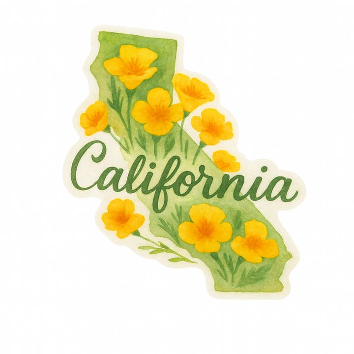 Kalifornischer Mohn Staat Form Aufkleber für den Großhandel von Stickerlishious