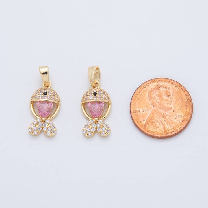 Aim Eternal – Engroshandel Vedhæng/charm – 18K Guldbelagt Pink Mikrobelagt CZ Fisk Vedhæng | AH7692