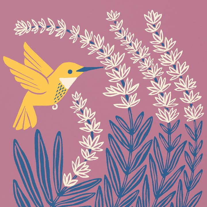 Nuthatch Studio - Wholesale Art Print - Hummingbird & Lavender Giclée Art Print: Bird & Floral Decor2
