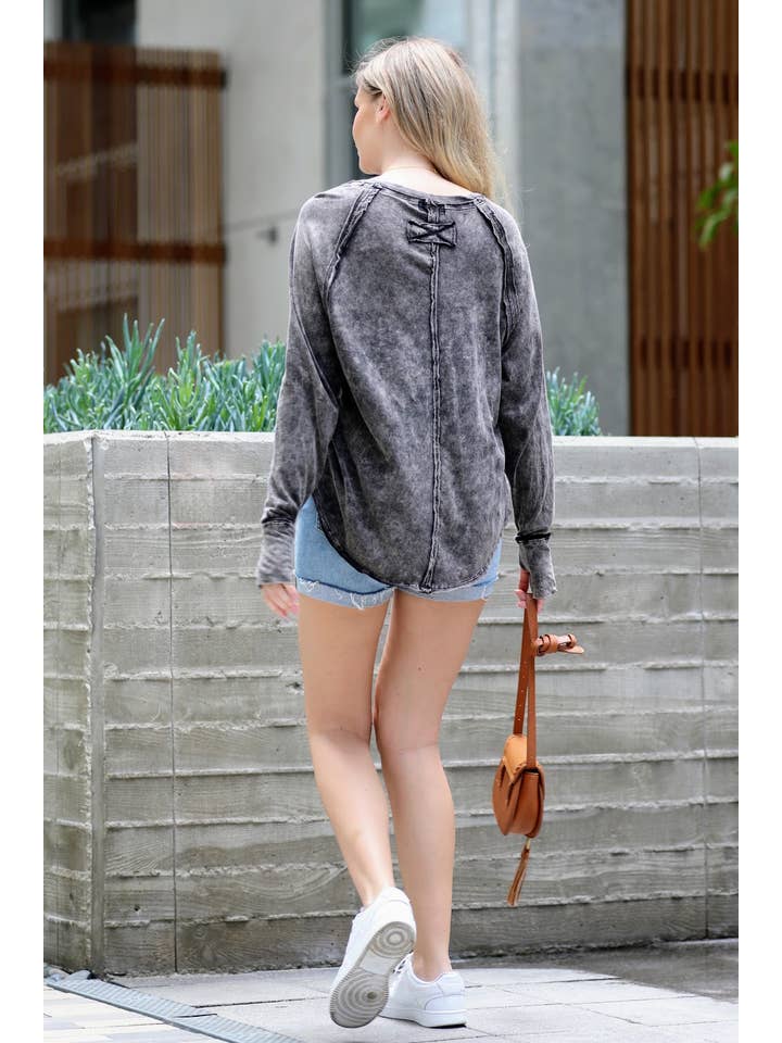 42POPS - Wholesale Tunic - Women's - ..._ WASHED LONG SLEEVE TOP WITH THUMB HOLE CUFFS1