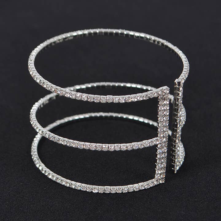3AM BY H&D ACCESSORIES - Wholesale Cuff Bracelet - Glittering Rhinestone Open Cuff Bracelet4