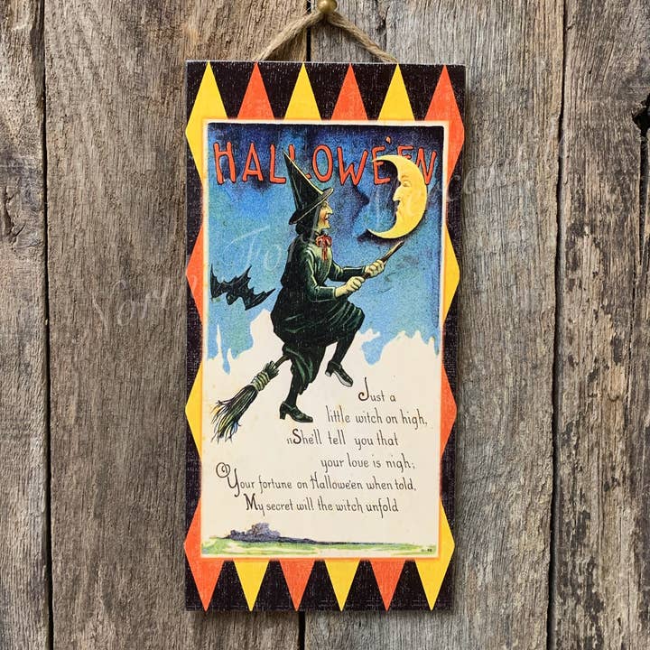 Vintage Halloween, Witch Sign, Halloween Sign for wholesale by North Fork Mercantile