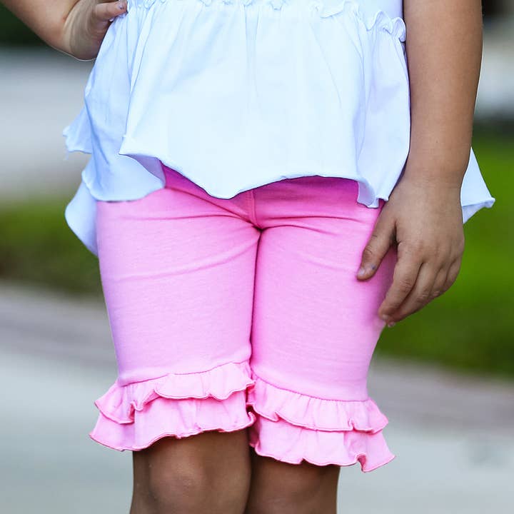 AnnLoren – wholesale Shorts - Barn – AnnLoren Baby & Stora Flickor Rosa Volangrumpa Shorts Barn PrePk
