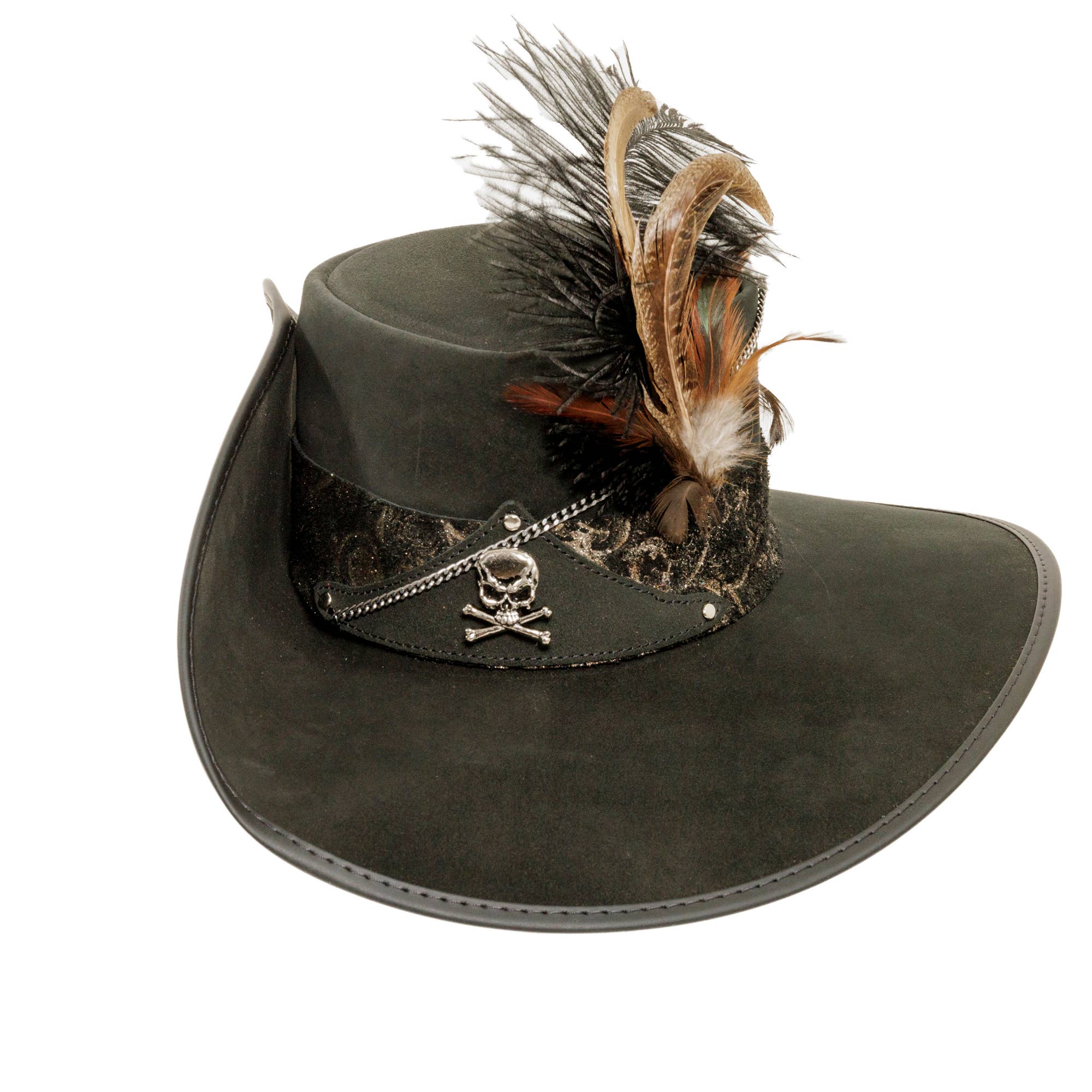 Black Suede Leather Cavalier Hat - Style Hook for wholesale on Faire0