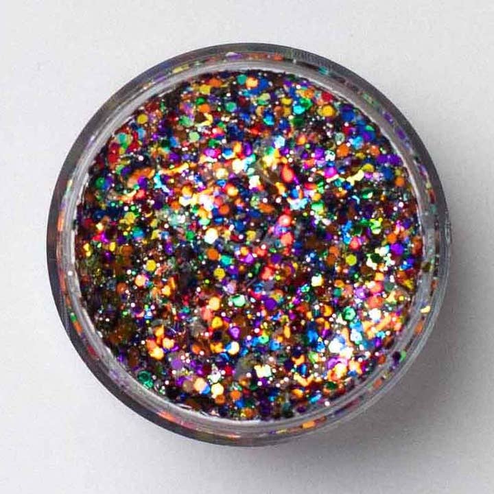 Galexie Glister - Wholesale Body Glitter/Shimmer - "Confetti Queen" Rainbow Glitter Gel - Hair, Face, Body0