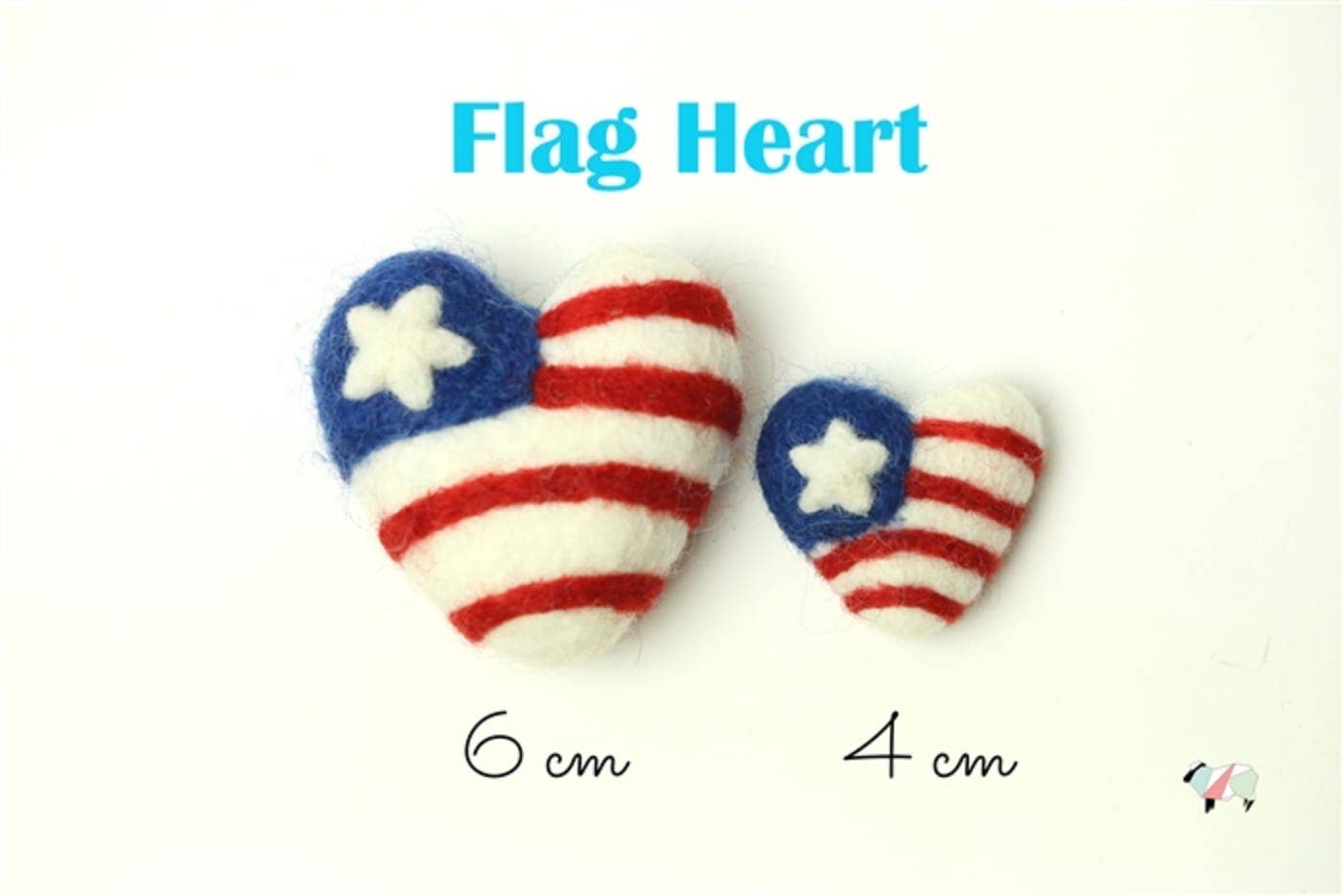 The Felt Pod - Venta al por mayor Material para manualidades - Bandera estadounidense Felt Hearts de 4 y 6 a 7 cm 6