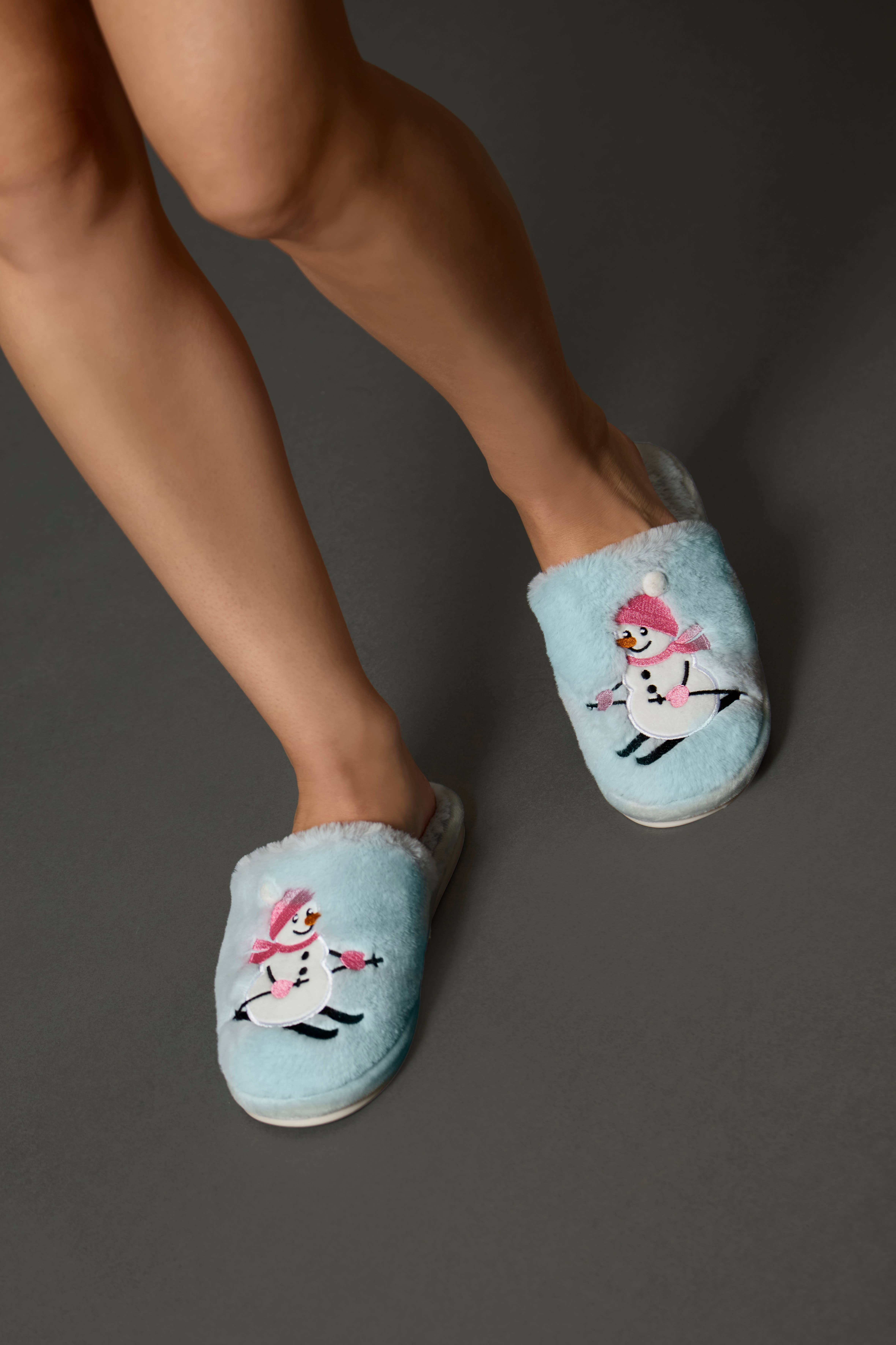 Light Blue Ski-Sons Plush Slipper for wholesale on Faire3