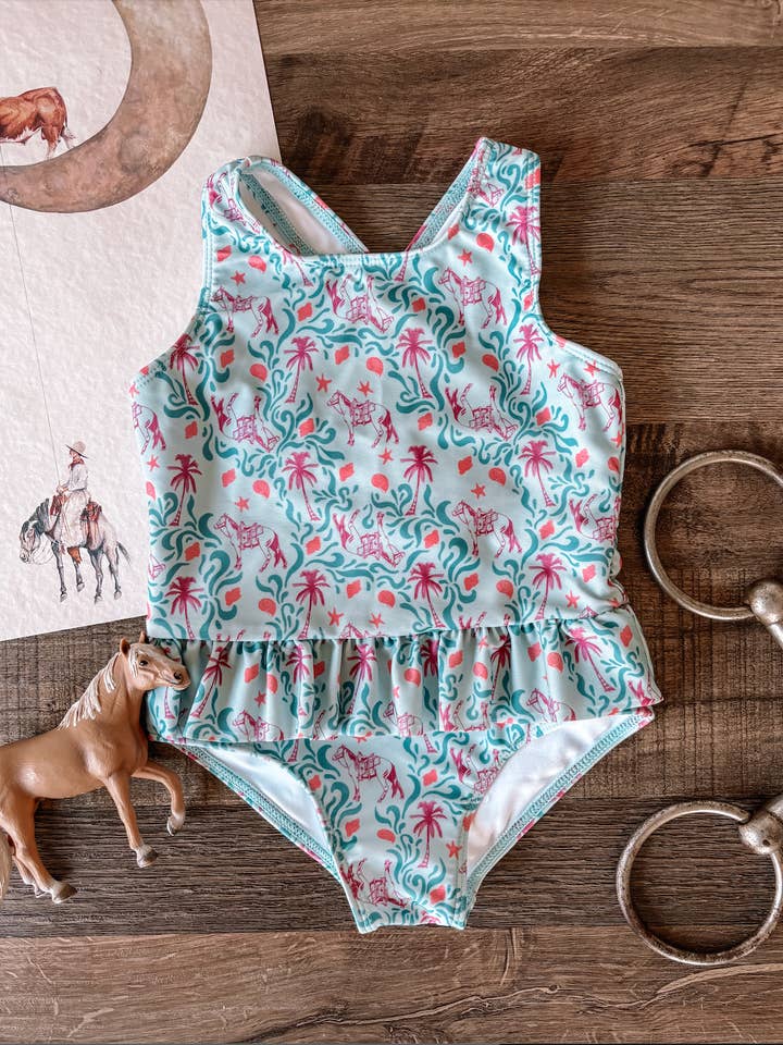Maillot de bain une pièce Beach Horse pour la vente par The Little Western Brand