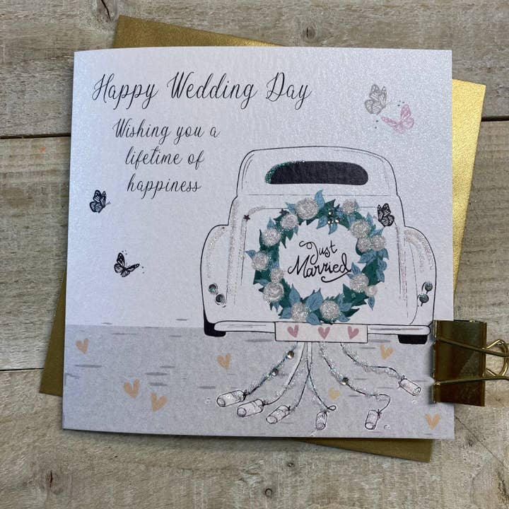 Wedding Day - Just Married Vintage Car (D16 & XD16) for wholesale by White Cotton Cards