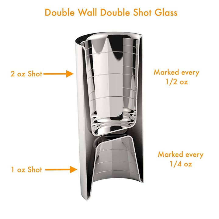 Fox Run Brands - Wholesale Shot Glass - Outset Double Shot Glass, 1-Ounce and 2-Ounce