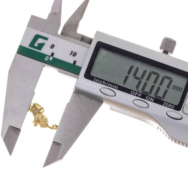 Jewel Pledge - Wholesale Individual Charm/Pendant - Gold Mini Cat Charm with CZ CPG14317