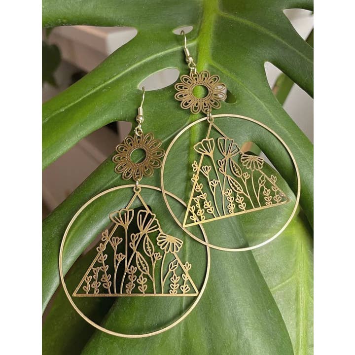 Aros florales para venta al por mayor de Monstera Earrings