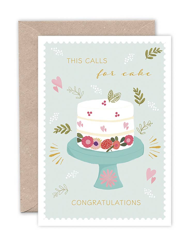 THIS CALLS FOR CAKE BIRTHDAY CARD for wholesale by Emma Bryan Design