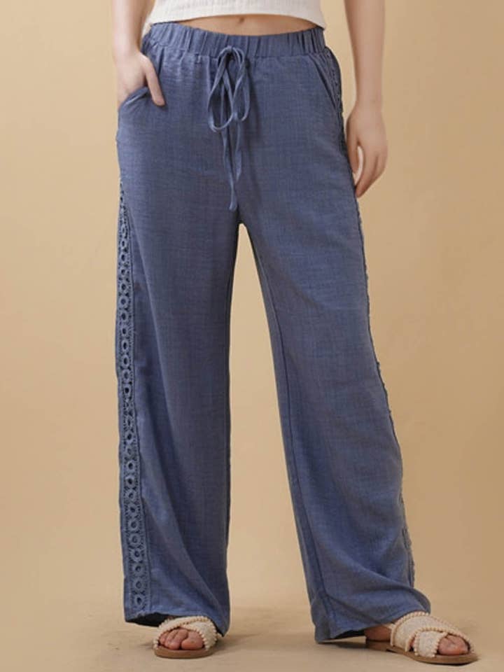 Pantalon droit uni à cordon de serrage pour femmes pour la vente par Sweetkama