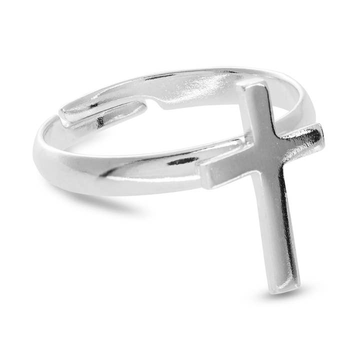 KORSFORMAD RING I PLÄTERAT SILVER för wholesale av Destellos Mediterranean Jewels