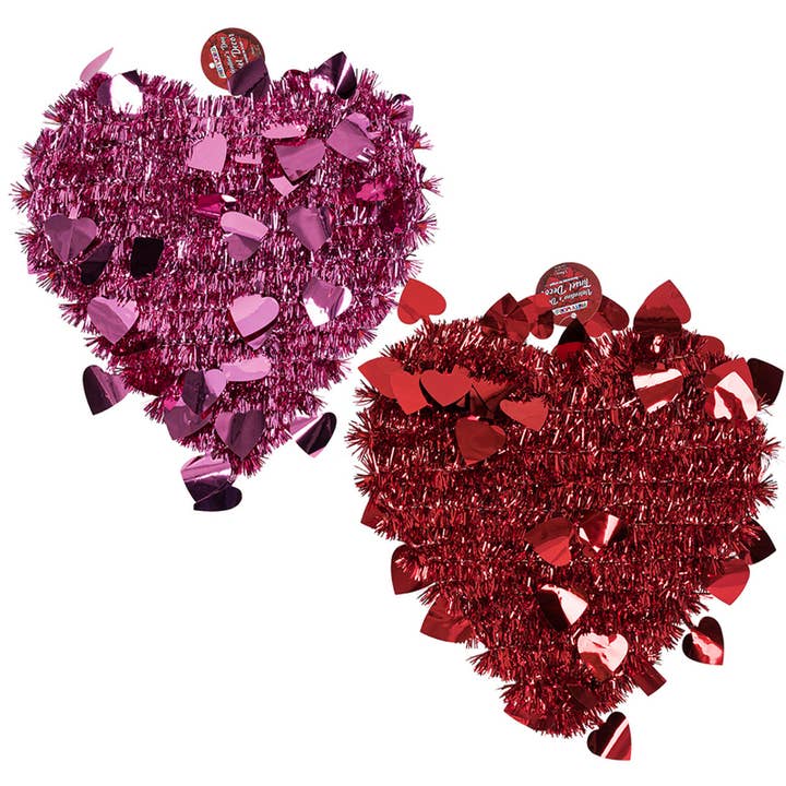 DECOR 12''HEART TINSEL 2ASST for wholesale by Deluxe Import Trading