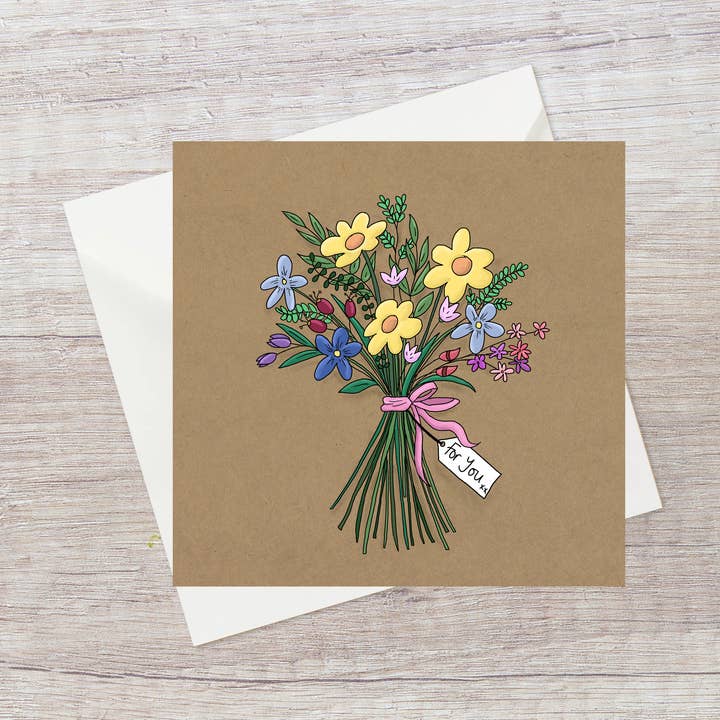 Floral for you - greeting card for wholesale by Lucy Driver Illustration