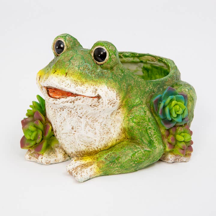 Discount 8.6"L Resin Frog Planter w/ Succulent for wholesale by The Gerson Companies