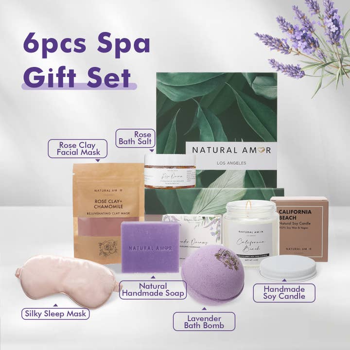 Natural Amor LLC - Wholesale Bath & Body Set - Relaxation Spa Gift Set with Candle, Soap, Bath Bomb3