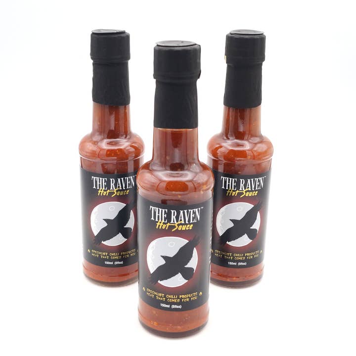 The Raven™ Chipotle, Mustard & Scorpion Chilli Sauce for wholesale by Grim Reaper