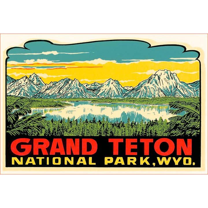 Postcard WY-123 Grand Teton Decal for wholesale by Found Image Press