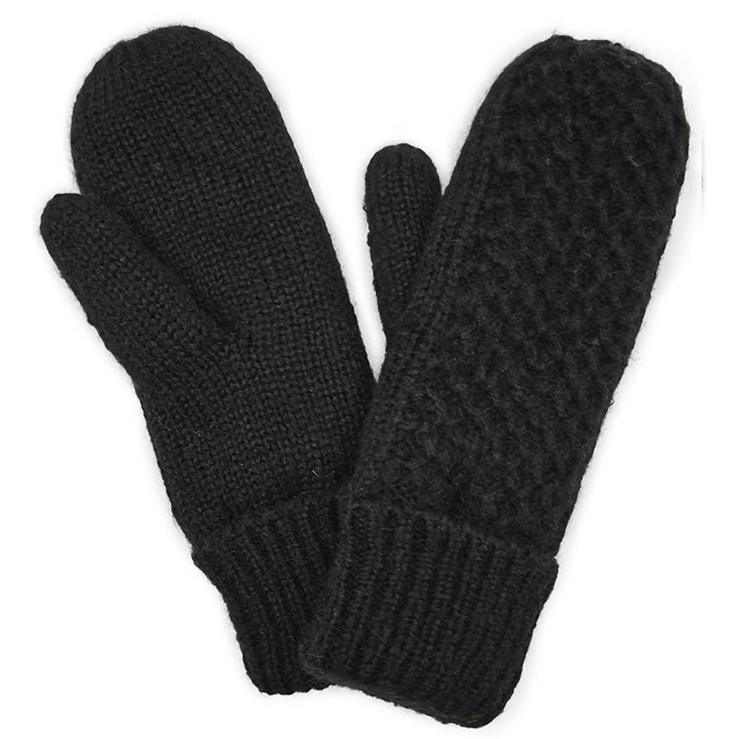 Fashion City - Wholesale Mittens - Women's - Cable Knitted Mittens with Sherpa Lining3