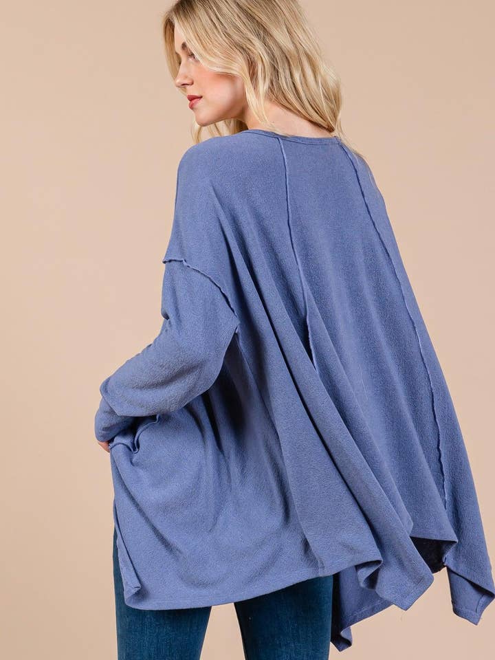 Tasha Apparel Wholesale - Wholesale Tunic Sweater - Women's - Oversized Asymmetrical Long Sleeve Relaxed Fit Cozy Sweater Top6