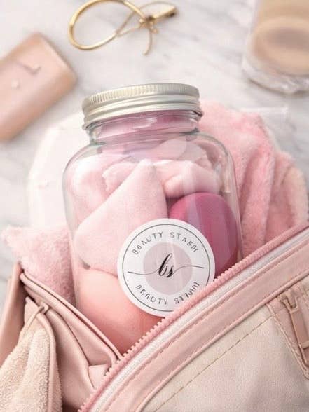 Luxe Makeup Blender Jar – 14-Piece Beauty Sponge & Blender Set for Flawless Makeup for wholesale by Beauty Stash