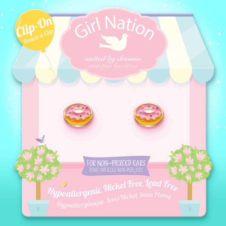 CLIP ON Cutie Earrings | Very Berry Donut
for wholesale by Girl Nation