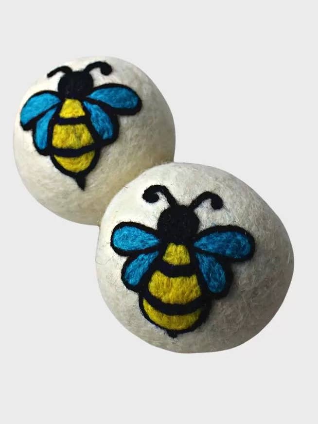 Håndfiltede uldtørrekugler - Humlebier, sæt med 2 for engroshandel hos Ganesh Himal Trading