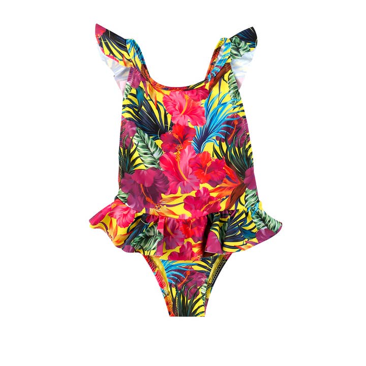 BABY GIRL'S ONE PIECE CROSS BACK TROPICAL for wholesale by Marie Raxevsky Beach Couture