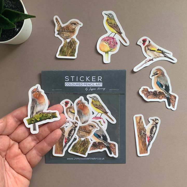 Vinyl Die-Cut Sticker Set – British Birds Collection for wholesale by JVH creative Fine Art