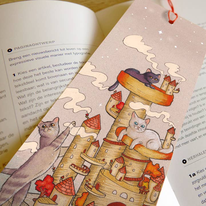 Boekenlegger met kwastje katten op krabpaal havenstad for wholesale by Digitaldreamcloud