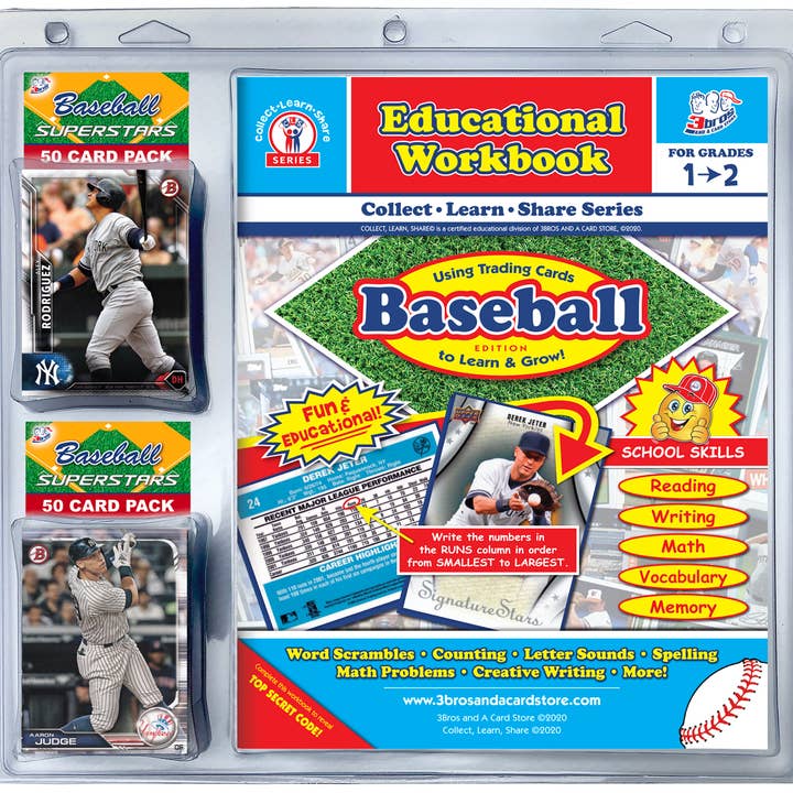 3bros And A Card Store - Wholesale Card Game - Educational Baseball Workbook Combo (Grades 1-2)