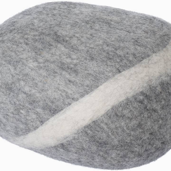 myfelt - Wholesale Decorative Tabletop Object - Carl — felt pebble stone light grey 100% wool handmade
