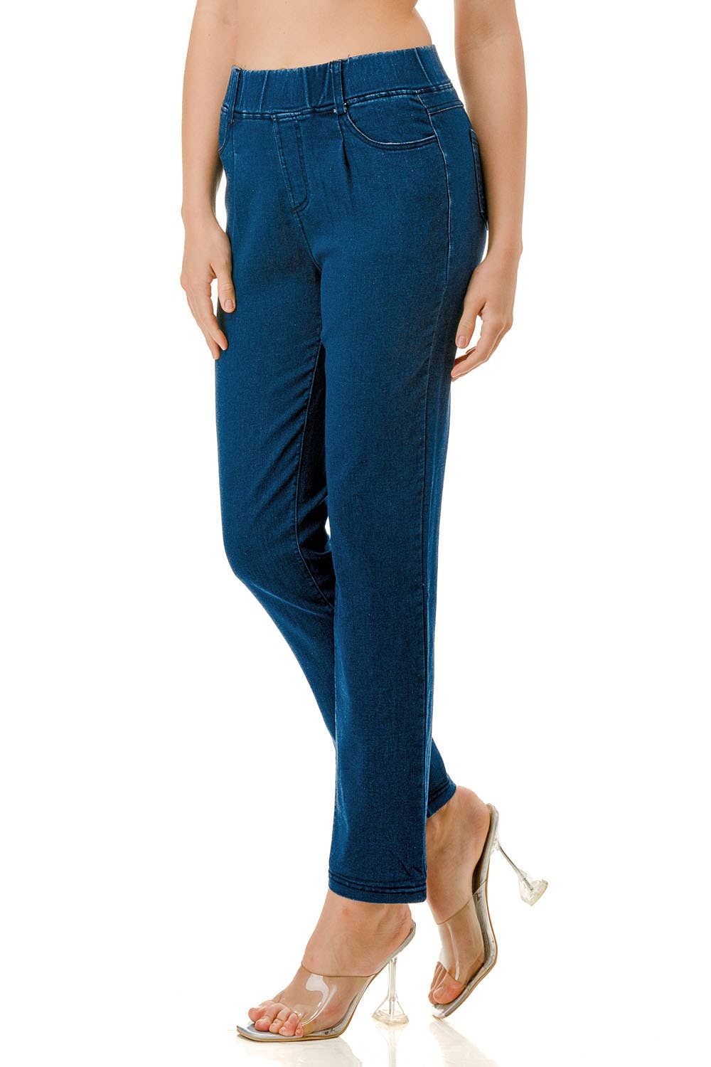 Color 5 - Wholesale Jeans - Women's - Medium washed pull on stretch boot cut straight denim jeans