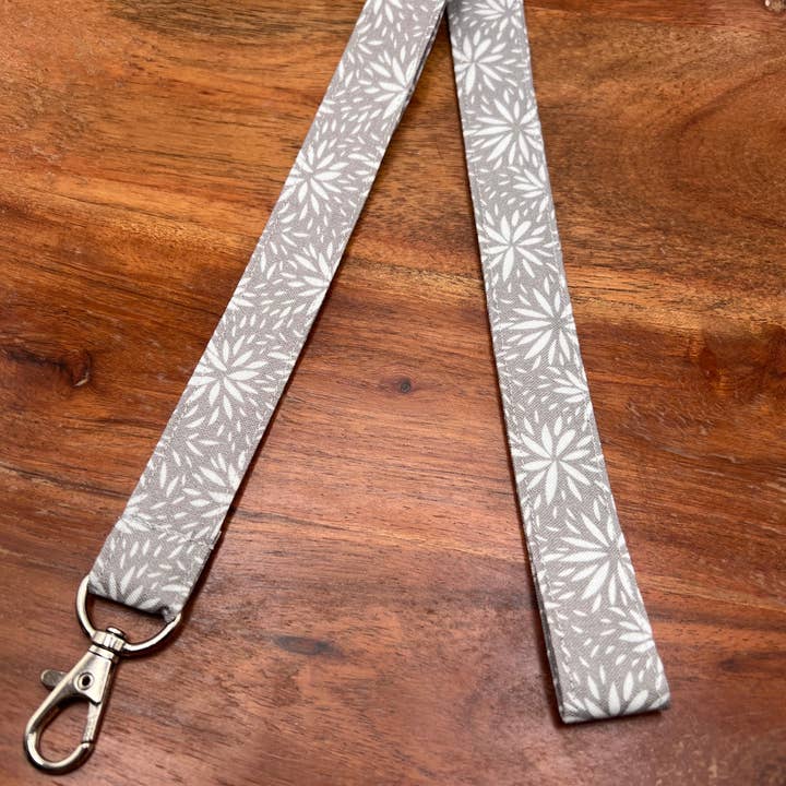 Gray Floral Lanyard for wholesale by The Lanyard Boutique
