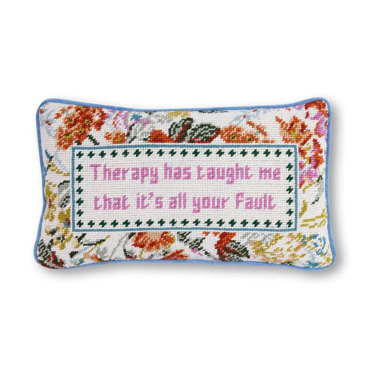 Therapy Needlepoint Pillow for wholesale by Furbish Studio