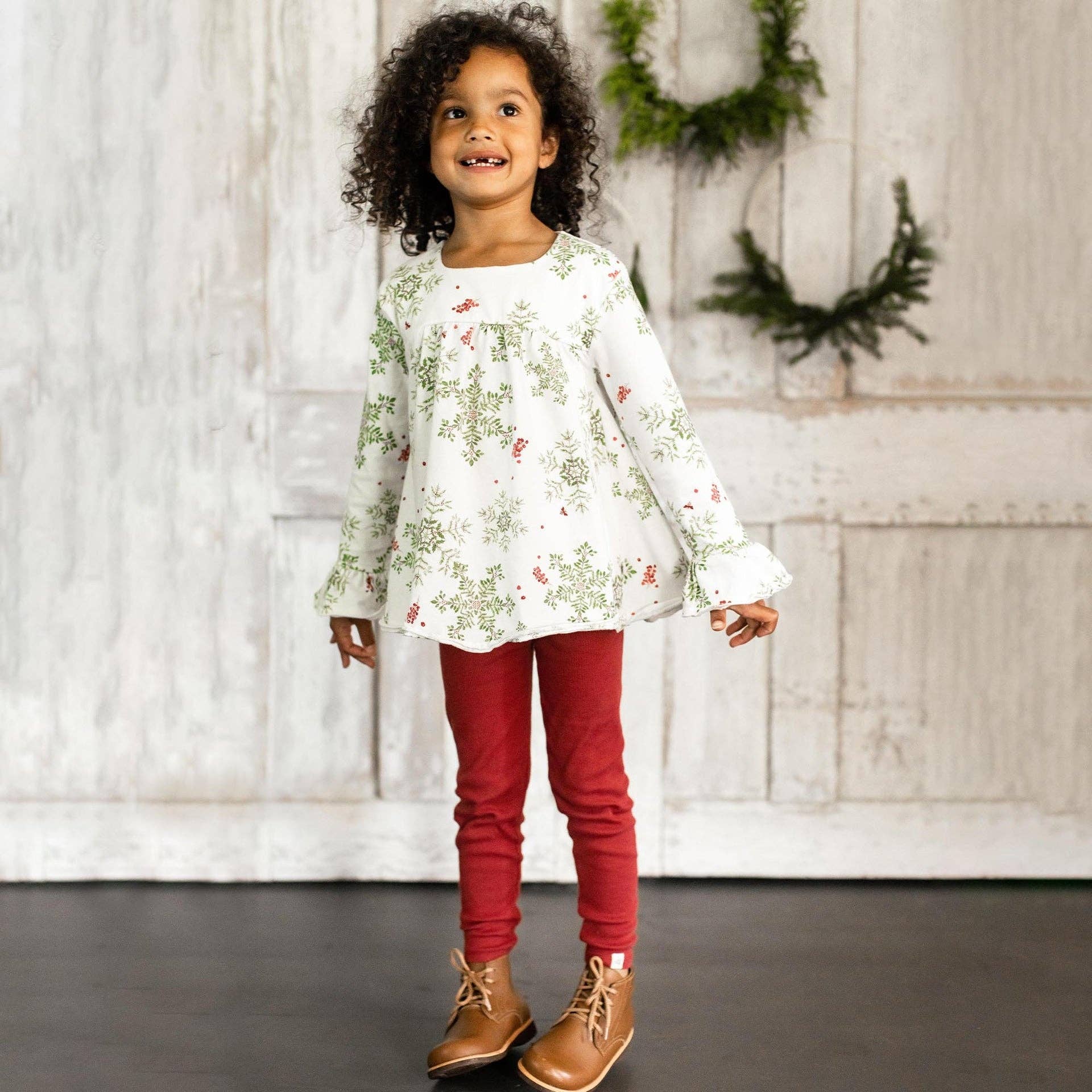 Burt's Bees Baby - Wholesale Top & Pant Set - Kids - Holiday Snowflakes Organic Tunic & Pants Set6
