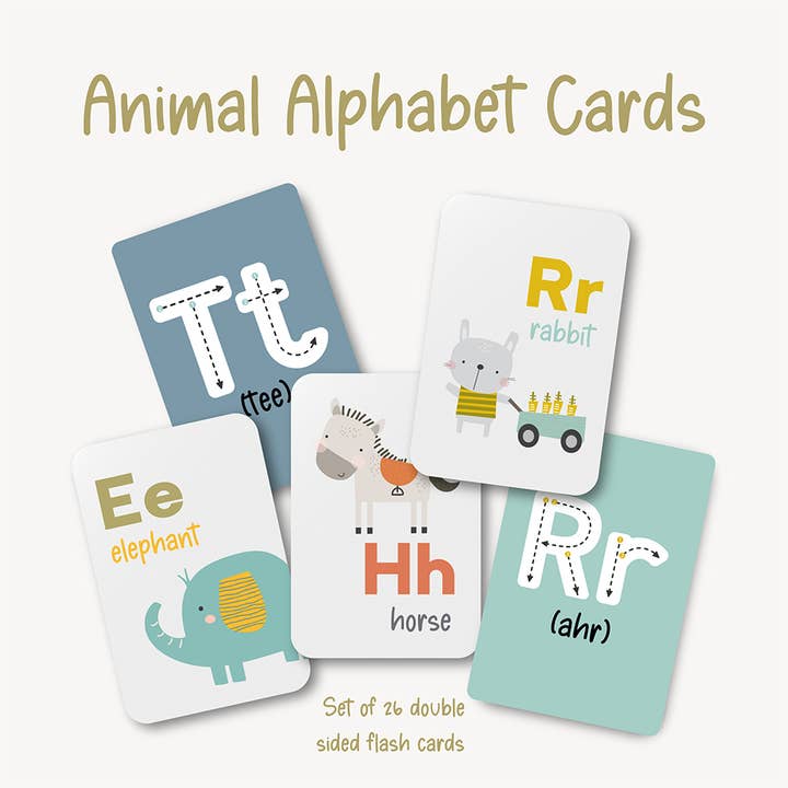 Animal Alphabet Flash Cards for wholesale by Paper Daisies by j'adorne
