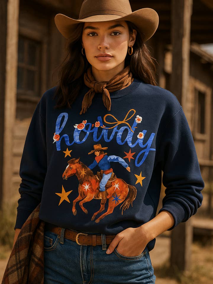 Howdy Horse Sweatshirt for wholesale by Sweet Claire