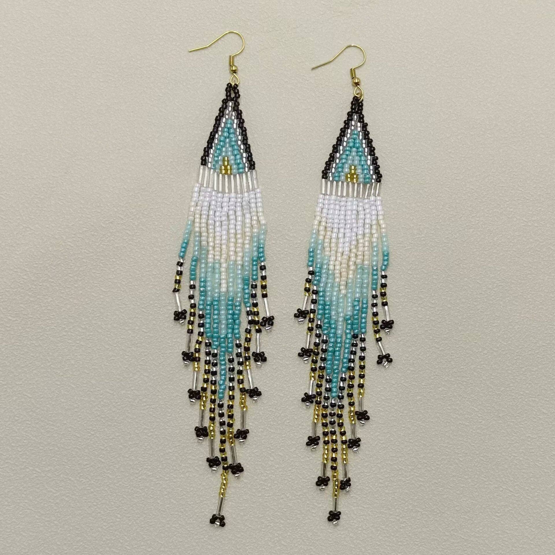 Mio Queena - Wholesale Tassel Earrings - Bohemian Style Long Seed Beads Fringe Earrings - BJ/SB2