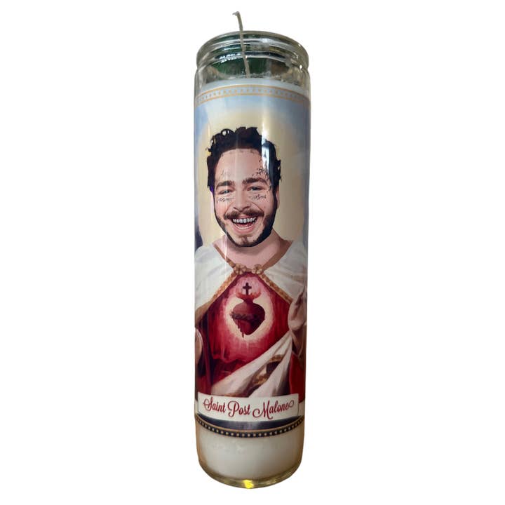 Post Malone Devotional Prayer Saint Candle for wholesale by The Luminary and Co.