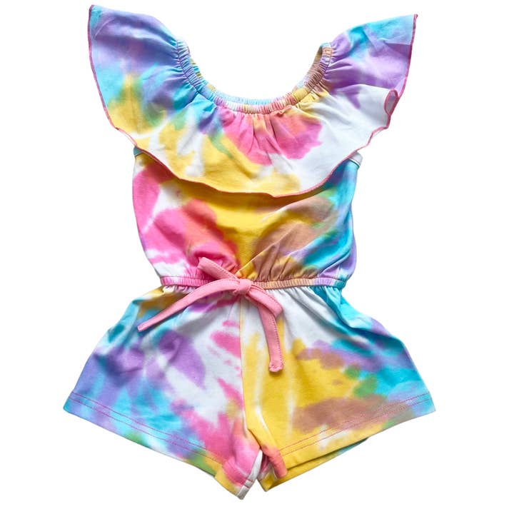 Mono corto de verano con hombros descubiertos, pantalones cortos con efecto anudado para niñas para venta al por mayor de AnnLoren