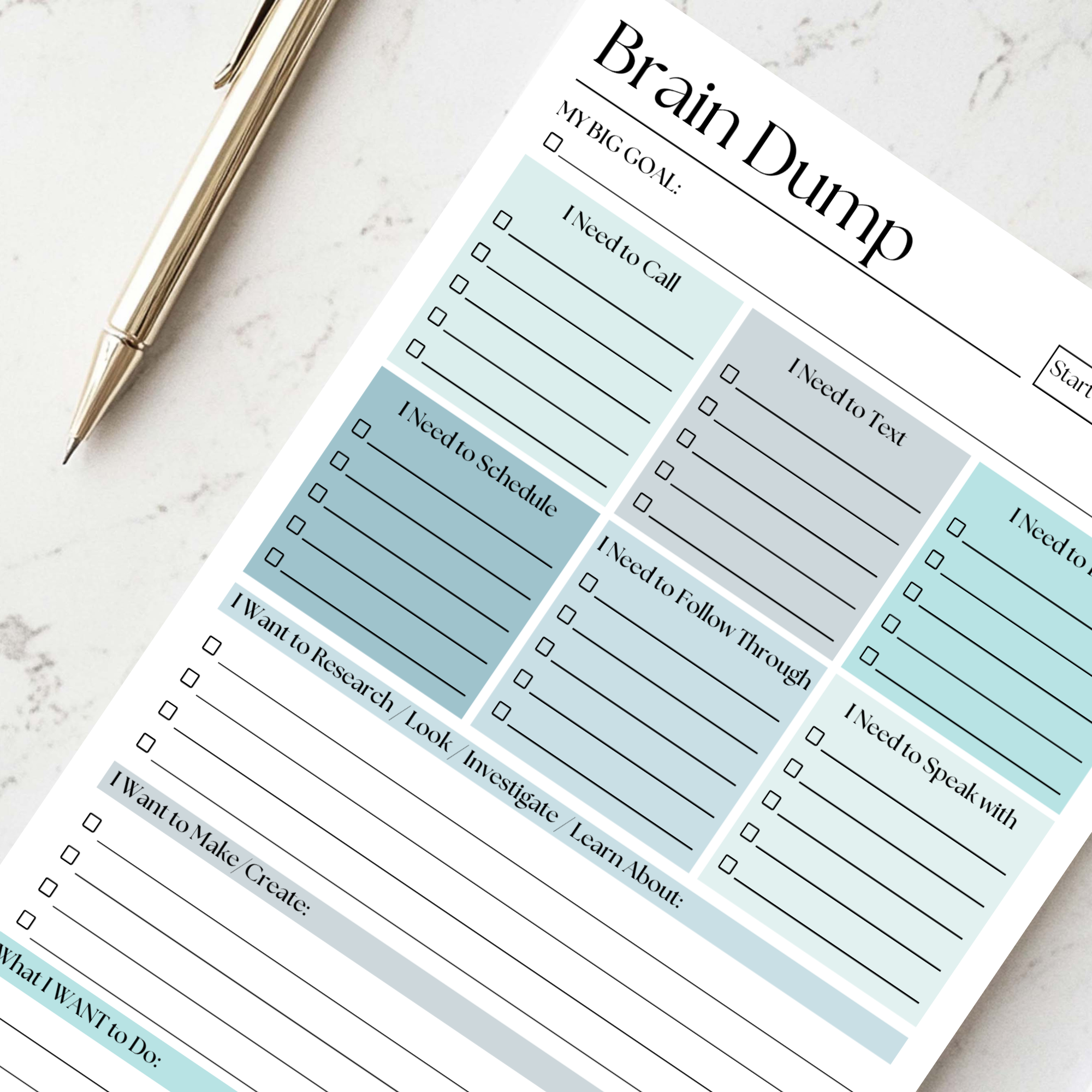 Eleventh and Taylor - Venta al por mayor Libretas - Bloc de notas para volcar ideas: Planificador diario para TDAH de 50 páginas en azul5